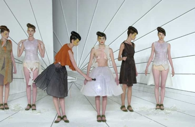 Toffee glass dresses (smashed on stage). For Hussein Chalayan