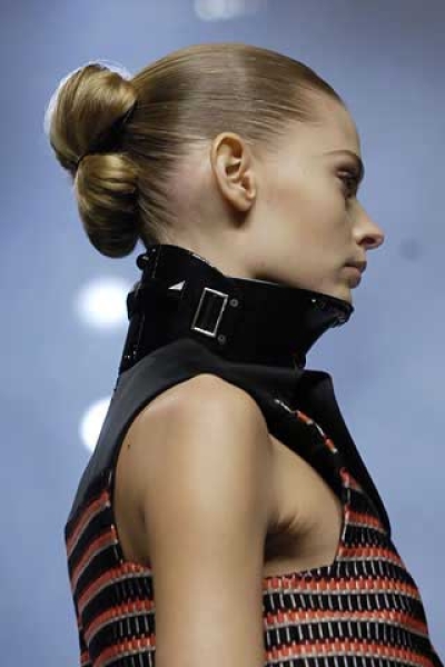 Sculpted black swarovski encrusted neck piece. For Hussein Chalayan