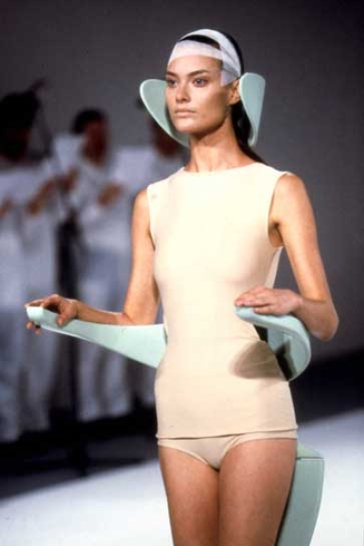 Laminated plastic 'chair dress' for Hussein Chalayan